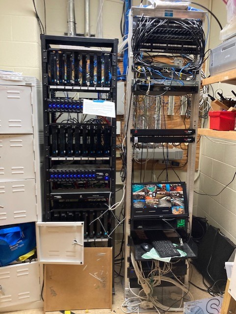 Fitness facility server rack and networking equipment affected by fire and smoke